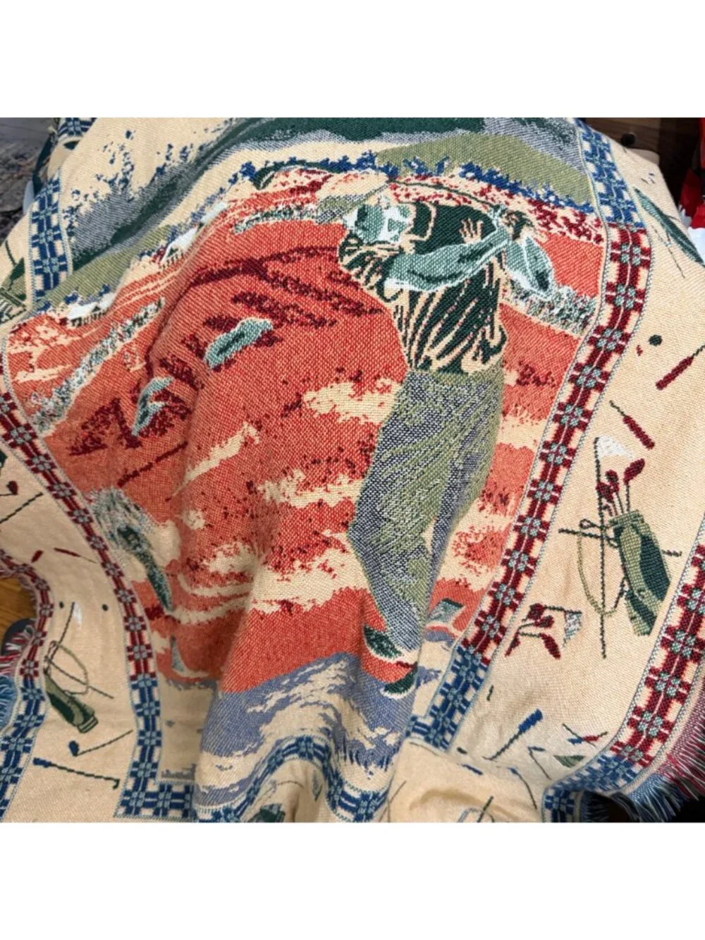 Golf-Themed Woven Throw Blanket + Decorative Pillow Set By Goodwin Weavers